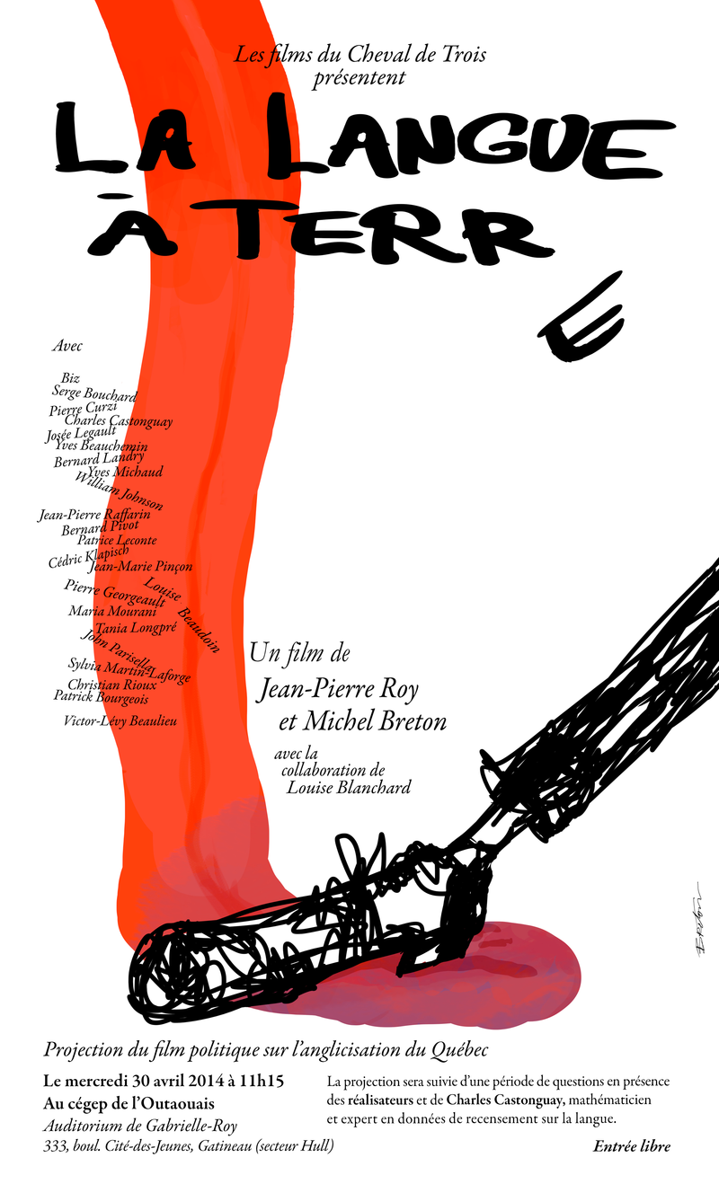 Affiche La langue à terre 30 avril 2014 (projection)