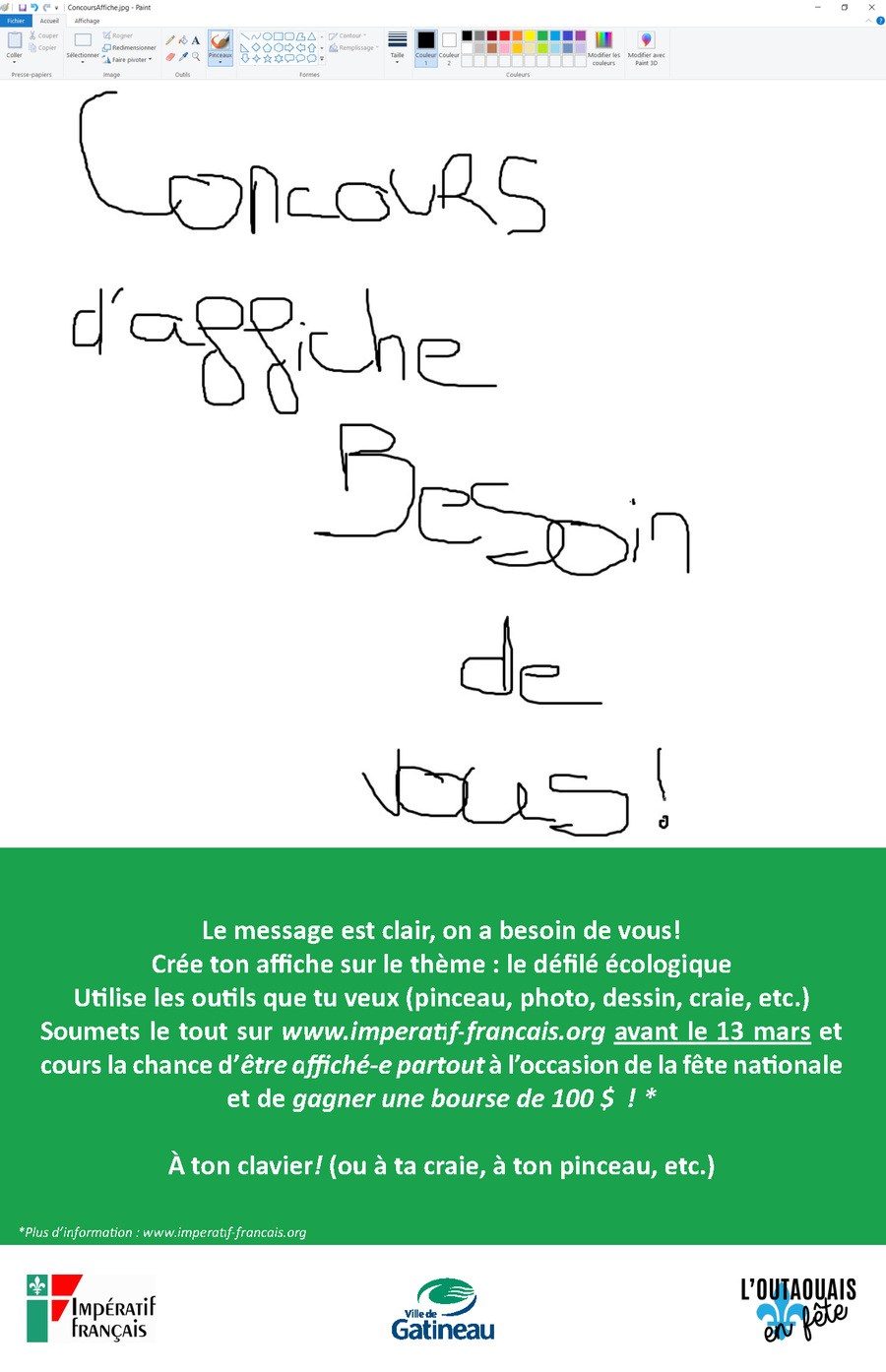 Concours d'affiche "On a besoin de vous!" 2020