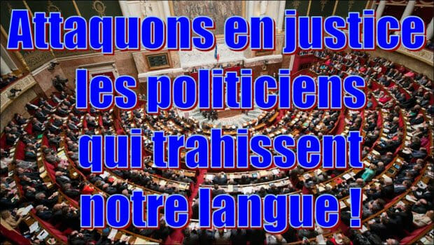 Attaquons en justice les politiciens qui trahissent notre langue !