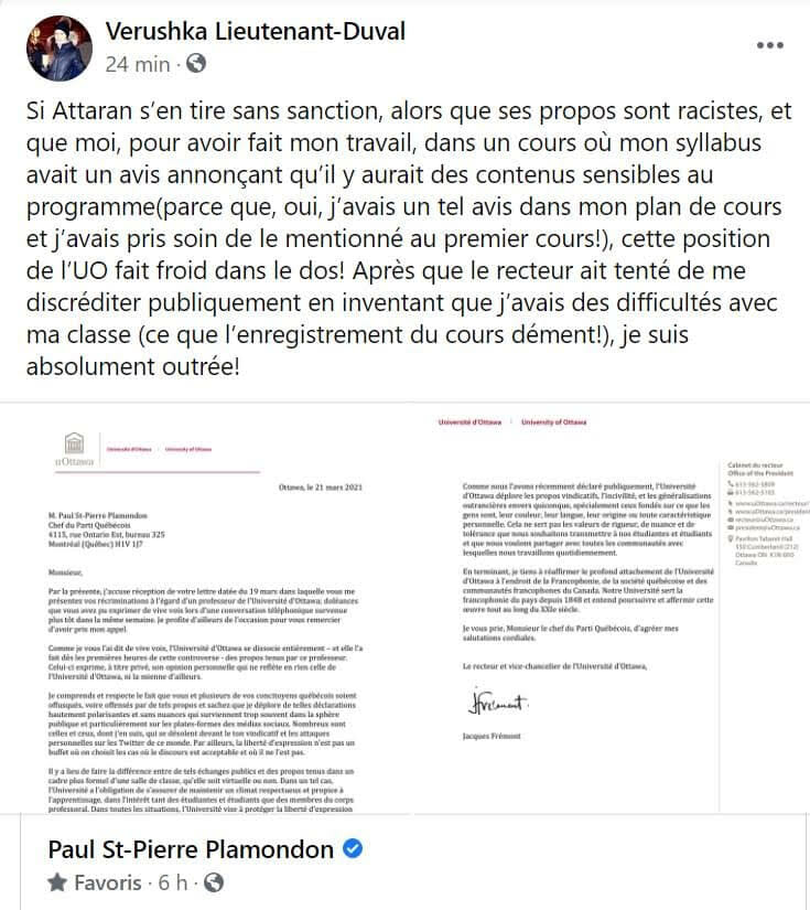 Gazouillis extrait de Twitter de Mme Lieutenant-Duval